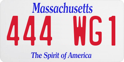 MA license plate 444WG1
