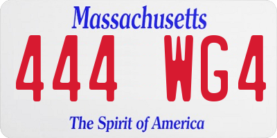 MA license plate 444WG4