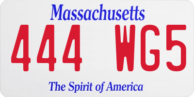 MA license plate 444WG5
