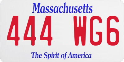 MA license plate 444WG6