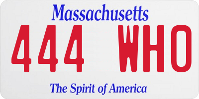 MA license plate 444WH0