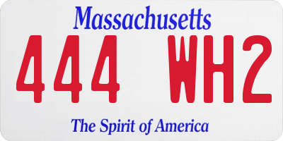 MA license plate 444WH2