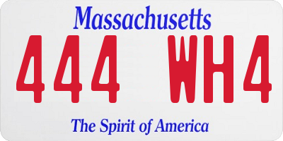 MA license plate 444WH4