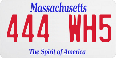 MA license plate 444WH5