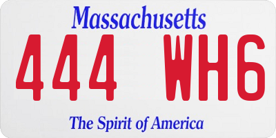 MA license plate 444WH6