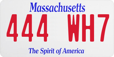 MA license plate 444WH7