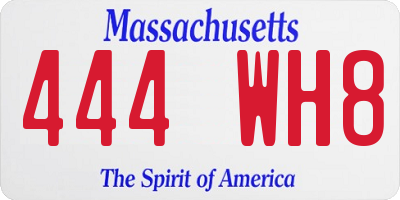 MA license plate 444WH8