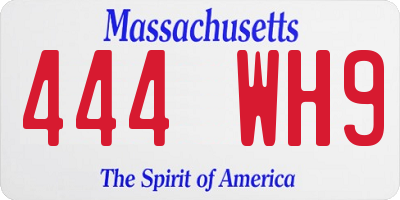 MA license plate 444WH9