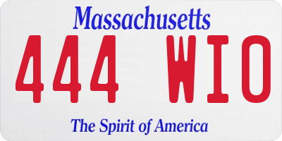 MA license plate 444WI0