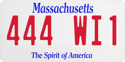 MA license plate 444WI1
