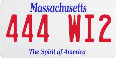 MA license plate 444WI2