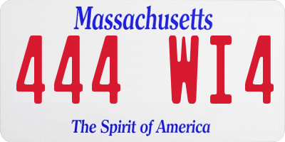 MA license plate 444WI4