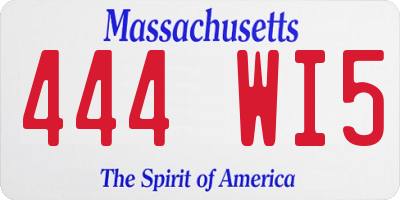 MA license plate 444WI5