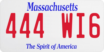 MA license plate 444WI6