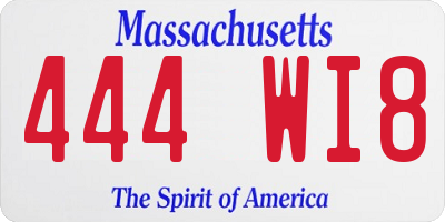 MA license plate 444WI8