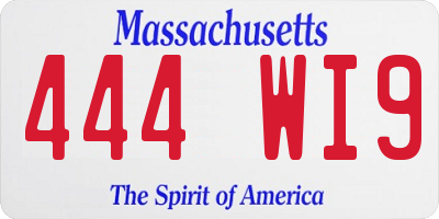 MA license plate 444WI9