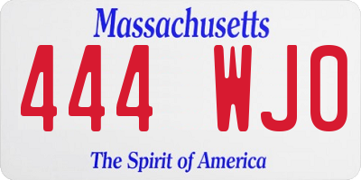 MA license plate 444WJ0