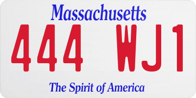 MA license plate 444WJ1
