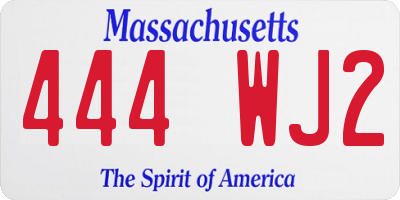 MA license plate 444WJ2