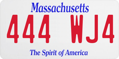MA license plate 444WJ4