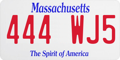 MA license plate 444WJ5
