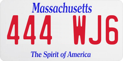 MA license plate 444WJ6