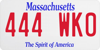 MA license plate 444WK0