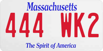 MA license plate 444WK2