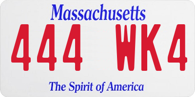 MA license plate 444WK4