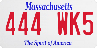 MA license plate 444WK5