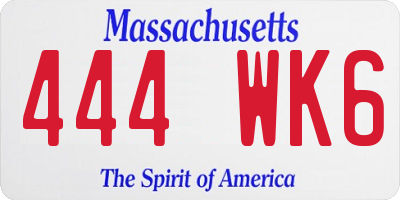MA license plate 444WK6