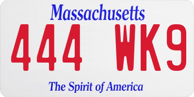 MA license plate 444WK9