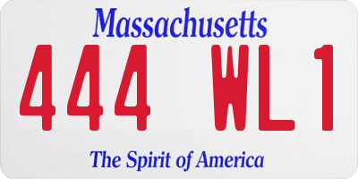 MA license plate 444WL1
