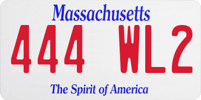 MA license plate 444WL2