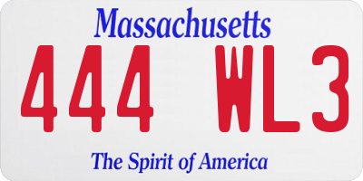 MA license plate 444WL3