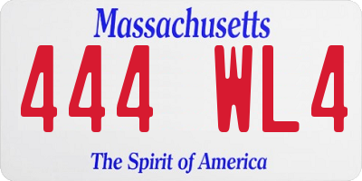 MA license plate 444WL4