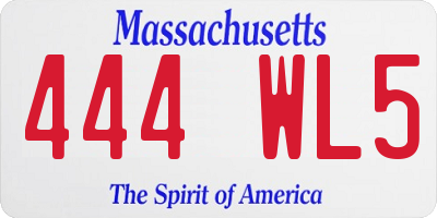 MA license plate 444WL5