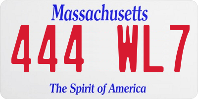 MA license plate 444WL7