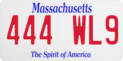 MA license plate 444WL9