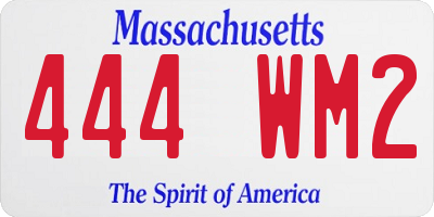 MA license plate 444WM2