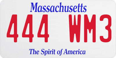 MA license plate 444WM3