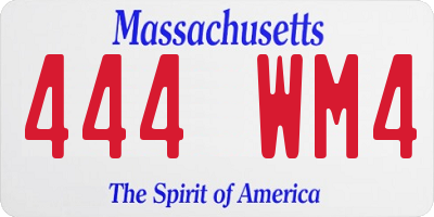 MA license plate 444WM4