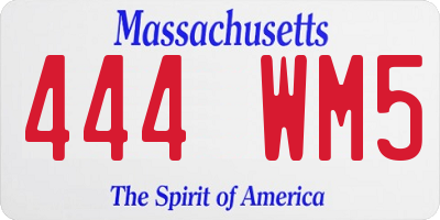 MA license plate 444WM5