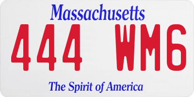 MA license plate 444WM6