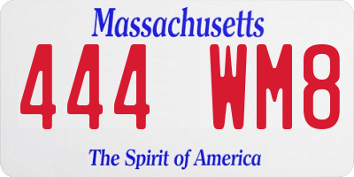 MA license plate 444WM8