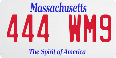 MA license plate 444WM9