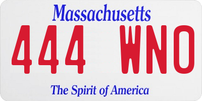 MA license plate 444WN0