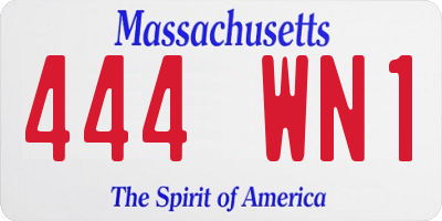 MA license plate 444WN1