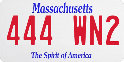 MA license plate 444WN2