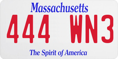 MA license plate 444WN3